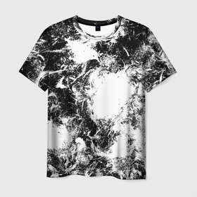 Мужская футболка 3D с принтом Абстракция в Курске, 100% полиэфир | прямой крой, круглый вырез горловины, длина до линии бедер | абстракция | безумие | вихрь | мазки | черное белое