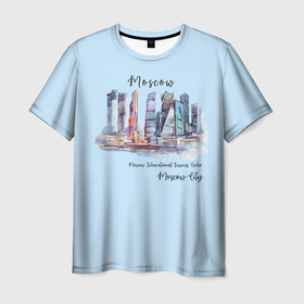 Мужская футболка 3D с принтом Москва-Сити , 100% полиэфир | прямой крой, круглый вырез горловины, длина до линии бедер | город | москва | набережная | сити