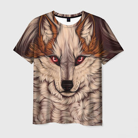 Мужская футболка 3D с принтом Красивая Волчица в Тюмени, 100% полиэфир | прямой крой, круглый вырез горловины, длина до линии бедер | волк | волчица | дикий зверь | зверь | красивая волчица | рисунок