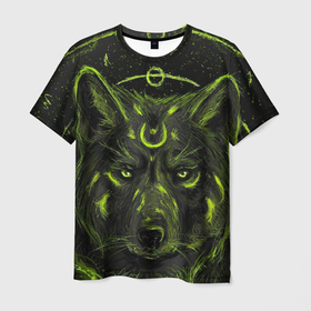 Мужская футболка 3D с принтом Эзотерический Волк , 100% полиэфир | прямой крой, круглый вырез горловины, длина до линии бедер | Тематика изображения на принте: волк | красивый волк | рисунок | эзотерика | эзотерический волк