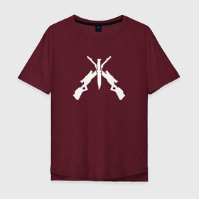 Мужская футболка хлопок Oversize с принтом Винтовка и нож в Курске, 100% хлопок | свободный крой, круглый ворот, “спинка” длиннее передней части | Тематика изображения на принте: awp | csgo | винтовка и нож | минимализм | оружие | рисунок