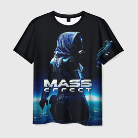 Мужская футболка 3D с принтом MASS EFFECT ТАЛИ ЗОРА в Белгороде, 100% полиэфир | прямой крой, круглый вырез горловины, длина до линии бедер | галактика | игра | кварианка | корабль | космос | косплей | нормандия | тали