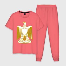 Мужская пижама хлопок с принтом Египет | Египетский герб в Тюмени, 100% хлопок | брюки и футболка прямого кроя, без карманов, на брюках мягкая резинка на поясе и по низу штанин
 | буква | герб | герб египта | египет | египетский герб | знак | иероглифы | символ | символы | флаг | эмблема | эмблемма