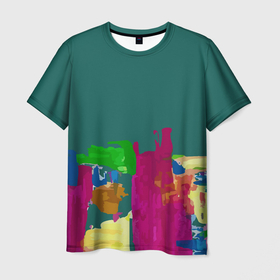 Мужская футболка 3D с принтом Emerald Music в Белгороде, 100% полиэфир | прямой крой, круглый вырез горловины, длина до линии бедер | абстракция | арт | изумрудный | краска | цвет