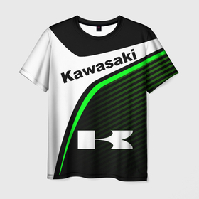 Мужская футболка 3D с принтом KAWASAKI / КАВАСАКИ / SPORT в городе Новоалтайск, 100% полиэфир | прямой крой, круглый вырез горловины, длина до линии бедер | kawasaki | motorcycle | motosport | racing | speed | sport | байк. | гонки | двигатель | кавасаки | мото | мотокросс | мотоспорт | мототриал | мотоцикл | скорость | спорт