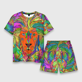 Мужской костюм с шортами 3D с принтом Лев шаман ,  |  | большие кошки. | волшебство | глаза | джунгли | животные | знак зодиака | лев | магия | мистика | перья | саванна | узоры | хищник | хозяин | царь зверей | шаман | эзотерика
