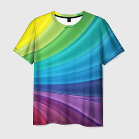 Мужская футболка 3D с принтом Радуга в Новосибирске, 100% полиэфир | прямой крой, круглый вырез горловины, длина до линии бедер | абстракция | летний | много цветов | радуга | радужный | разноцветный | сочный | яркий