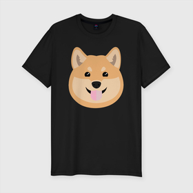 Мужская футболка хлопок Slim с принтом Shiba art в Тюмени, 92% хлопок, 8% лайкра | приталенный силуэт, круглый вырез ворота, длина до линии бедра, короткий рукав | akita | art | dog | inu | shiba | акита | арт | ину | сиба | собака | шиба