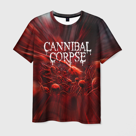 Мужская футболка 3D с принтом Blood Cannibal Corpse | Труп Каннибала (Z) в Тюмени, 100% полиэфир | прямой крой, круглый вырез горловины, длина до линии бедер | cannibal | cannibal corpse | corpse | death metal | deathgrind | алекс уэбстер | брутальный дэт метал | дэт метал | дэтграйнд | пол мазуркевич | роб барретт | труп каннибала