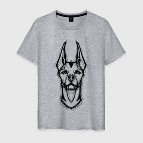 Мужская футболка хлопок с принтом Доберман в Санкт-Петербурге, 100% хлопок | прямой крой, круглый вырез горловины, длина до линии бедер, слегка спущенное плечо. | doberman | dog | бойцовская | доберман | собака | собаки