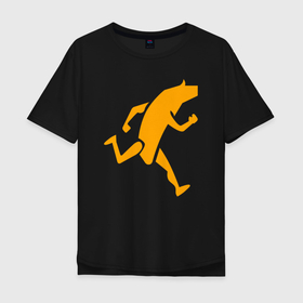 Мужская футболка хлопок Oversize с принтом Бегущий банан , 100% хлопок | свободный крой, круглый ворот, “спинка” длиннее передней части | epic games | games | банан | иллюстрация | королевская битва