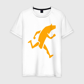 Мужская футболка хлопок с принтом Бегущий банан в Тюмени, 100% хлопок | прямой крой, круглый вырез горловины, длина до линии бедер, слегка спущенное плечо. | epic games | games | банан | иллюстрация | королевская битва