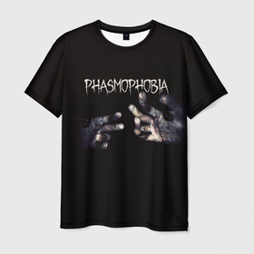 Мужская футболка 3D с принтом Phasmophobia в Белгороде, 100% полиэфир | прямой крой, круглый вырез горловины, длина до линии бедер | Тематика изображения на принте: horror | phasmophobia | игра | пхасмафобия | пхасмофобия | руки | фазмофобия | фасмофобия | хоррор