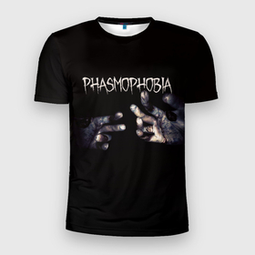 Мужская футболка 3D спортивная с принтом Phasmophobia в Курске, 100% полиэстер с улучшенными характеристиками | приталенный силуэт, круглая горловина, широкие плечи, сужается к линии бедра | horror | phasmophobia | игра | пхасмафобия | пхасмофобия | руки | фазмофобия | фасмофобия | хоррор