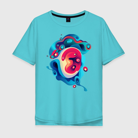 Мужская футболка хлопок Oversize с принтом Зарождение жизни в Кировске, 100% хлопок | свободный крой, круглый ворот, “спинка” длиннее передней части | abstractio | абстракция | абстрогирование | кривые | неопознанное | пятно | эмбрион