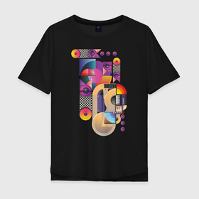 Мужская футболка хлопок Oversize с принтом Музыка в Екатеринбурге, 100% хлопок | свободный крой, круглый ворот, “спинка” длиннее передней части | abstractio | абстракция | геометрия | гитара | инструменты | кнопки | музыка | символы | фигуры