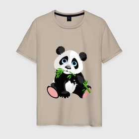 Мужская футболка хлопок с принтом Банда с бамбуком  в Тюмени, 100% хлопок | прямой крой, круглый вырез горловины, длина до линии бедер, слегка спущенное плечо. | Тематика изображения на принте: бамбук | банда с бамбуком | животное | медведь | медвежонок | панда
