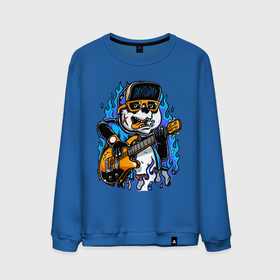 Мужской свитшот хлопок с принтом Панда рокер , 100% хлопок |  | music | panda | rock | музыка | панда | рок | рокер