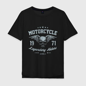 Мужская футболка хлопок Oversize с принтом MOTORCYCLE 1971 в Новосибирске, 100% хлопок | свободный крой, круглый ворот, “спинка” длиннее передней части | Тематика изображения на принте: moto | motorcycle | байк | байкерам | байкеру | гонщик | мото | мотокросс | мотоцикл | мотоциклы | спорт байк | спортбайк | транспорт
