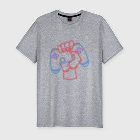 Мужская футболка хлопок Slim с принтом Геймпад в Петрозаводске, 92% хлопок, 8% лайкра | приталенный силуэт, круглый вырез ворота, длина до линии бедра, короткий рукав | games | джойстик | иллюстрация