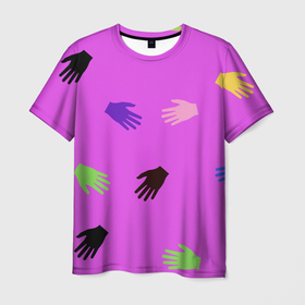 Мужская футболка 3D с принтом Всё в твоих руках в Санкт-Петербурге, 100% полиэфир | прямой крой, круглый вырез горловины, длина до линии бедер | hands | всё в твоих руках | ладони | прикольный узор | провокация | руки | узор из детства