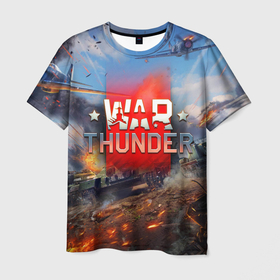 Мужская футболка 3D с принтом WAR THUNDER / ВАР ТАНДЕР  в Тюмени, 100% полиэфир | прямой крой, круглый вырез горловины, длина до линии бедер | game | war thunder | warthunder | world of tanks | wot | вар тандер | война | вот | игры | корабли | мир танков. | онлайн игра | самолеты | танки