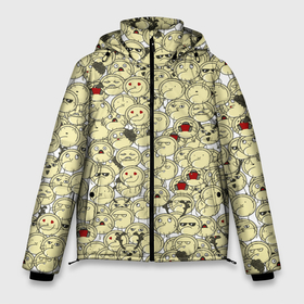 Мужская зимняя куртка 3D с принтом Пельмени в Белгороде, верх — 100% полиэстер; подкладка — 100% полиэстер; утеплитель — 100% полиэстер | длина ниже бедра, свободный силуэт Оверсайз. Есть воротник-стойка, отстегивающийся капюшон и ветрозащитная планка. 

Боковые карманы с листочкой на кнопках и внутренний карман на молнии. | dumpling | еда | мультяшки | пельмень | смайл | толпа | фарш