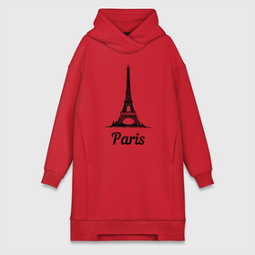 Платье-худи хлопок с принтом paris ,  |  | black | paris | whait | башня картина