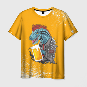 Мужская футболка 3D с принтом Пивозавр - Взрыв в Петрозаводске, 100% полиэфир | прямой крой, круглый вырез горловины, длина до линии бедер | Тематика изображения на принте: dinosaur | pivo | pivozavr | взрыв | динозавр | краска | прикол