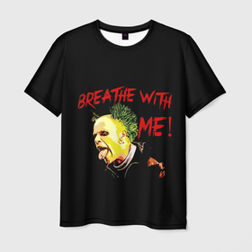 Мужская футболка 3D с принтом Breathe whith me в Санкт-Петербурге, 100% полиэфир | прямой крой, круглый вырез горловины, длина до линии бедер | Тематика изображения на принте: alternative | dj | electo | music | prodigy | альтернатива | музыка | продиджи | продижи | электроника