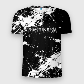 Мужская футболка 3D спортивная с принтом Phasmophobia  краска в Белгороде, 100% полиэстер с улучшенными характеристиками | приталенный силуэт, круглая горловина, широкие плечи, сужается к линии бедра | Тематика изображения на принте: horror | phasmophobia | игра | пхасмафобия | пхасмофобия | фазмофобия | фасмофобия | хоррор