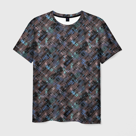 Мужская футболка 3D с принтом Коричневый абстрактный узор в Петрозаводске, 100% полиэфир | прямой крой, круглый вырез горловины, длина до линии бедер | абстрактный | камуфляжный | милитари | мужской | пестрый | темно коричневый | штрихи