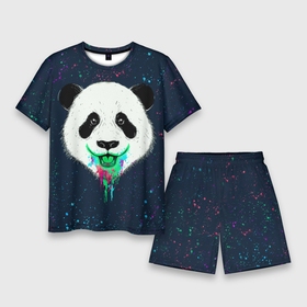 Мужской костюм с шортами 3D с принтом Панда Краски Брызги в Тюмени,  |  | animals | beast | panda | брызги | глаза | животные | звери | краски | милые | панда | растения | цветы | эвкалипт