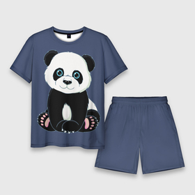 Мужской костюм с шортами 3D с принтом Милая Панда (Sweet Panda) в Петрозаводске,  |  | animals | beast | panda | глаза | детям | животные | звери | лапки | милые | мульт | панда | растения | цветы | эвкалипт