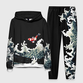 Мужской костюм 3D (с толстовкой) с принтом Карп Кои Волна Япония Рыба ,  |  | fish | japan | koi | ocean | sea | style | waves | аниме | вода | волны | животные | иероглифы | карпы | кои | культура | море | надпись | океан | рыбы | стиль | япония