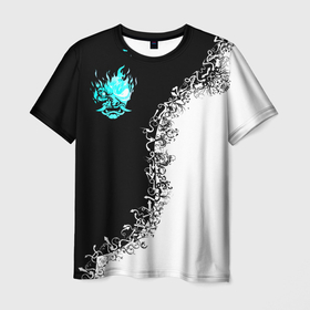 Мужская футболка 3D с принтом Инверсия в Кировске, 100% полиэфир | прямой крой, круглый вырез горловины, длина до линии бедер | бело чёрное | инверсия | киберпанк | лого | самурай