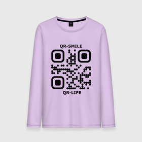 Мужской лонгслив хлопок с принтом QR-SMILE в Екатеринбурге, 100% хлопок |  | Тематика изображения на принте: life | qr | smile | жизнь | прикол | улыбка