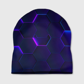 Шапка 3D с принтом НЕОНОВАЯ БРОНЯ в Курске, 100% полиэстер | универсальный размер, печать по всей поверхности изделия | абстрактный | абстракция | бронь | броня | геоиметрия | неон | текстура | узор | фиолетовая | фиолетовый