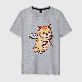 Мужская футболка хлопок с принтом Angel Cat в Санкт-Петербурге, 100% хлопок | прямой крой, круглый вырез горловины, длина до линии бедер, слегка спущенное плечо. | angel | animal | cat | cute | kitty | meow | ангел | друг | животные | киска | кися | китти | кот | котенок | котик | котэ | кошечка | кошка | мур | мяу | питомец