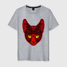 Мужская футболка хлопок с принтом Devil Cat в Санкт-Петербурге, 100% хлопок | прямой крой, круглый вырез горловины, длина до линии бедер, слегка спущенное плечо. | animal | cat | cute | kitty | meow | друг | животные | киска | кися | китти | кот | котенок | котик | котэ | кошечка | кошка | мур | мяу | питомец