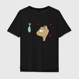 Мужская футболка хлопок Oversize с принтом Love Fish в Санкт-Петербурге, 100% хлопок | свободный крой, круглый ворот, “спинка” длиннее передней части | animal | cat | cute | kitty | meow | друг | животные | киска | кися | китти | кот | котенок | котик | котэ | кошечка | кошка | мур | мяу | питомец