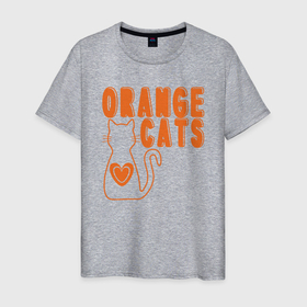 Мужская футболка хлопок с принтом Orange Cats в Санкт-Петербурге, 100% хлопок | прямой крой, круглый вырез горловины, длина до линии бедер, слегка спущенное плечо. | animal | cat | cute | kitty | meow | друг | животные | киска | кися | китти | кот | котенок | котик | котэ | кошечка | кошка | мур | мяу | питомец