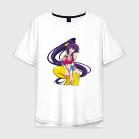 Мужская футболка хлопок Oversize с принтом Anime girl 18+ , 100% хлопок | свободный крой, круглый ворот, “спинка” длиннее передней части | Тематика изображения на принте: аниме | анимешная | вайфу | девочка | девушка | кавайная | милая | тян | фиолетовые волосы