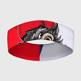 Повязка на голову 3D с принтом Волк в бейсболке в Белгороде,  |  | wolf | волки | клыки | серый волк | хищник