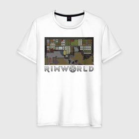 Мужская футболка хлопок с принтом римворлд в Петрозаводске, 100% хлопок | прямой крой, круглый вырез горловины, длина до линии бедер, слегка спущенное плечо. | rimworld | игра | компьютерная игра | научно фантастическая | римворлд