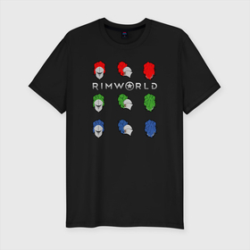 Мужская футболка хлопок Slim с принтом RimWorld римворлд в Новосибирске, 92% хлопок, 8% лайкра | приталенный силуэт, круглый вырез ворота, длина до линии бедра, короткий рукав | rimworld | игра | компьютерная игра | научно фантастическая | римворлд
