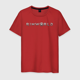 Мужская футболка хлопок с принтом RimWorld logo в Тюмени, 100% хлопок | прямой крой, круглый вырез горловины, длина до линии бедер, слегка спущенное плечо. | Тематика изображения на принте: rimworld | игра | компьютерная игра | научно фантастическая | римворлд