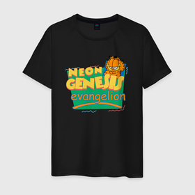 Мужская футболка хлопок с принтом GARFIELD GENESIS EVANGELION в Новосибирске, 100% хлопок | прямой крой, круглый вырез горловины, длина до линии бедер, слегка спущенное плечо. | anime | eva | evangelion | neon genesis evangelion | nerv | аниме | анимэ | ева | евангелион | евангилион | нерв | роботы | рэй | япония