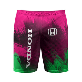 Мужские шорты спортивные с принтом NEON HONDA | НЕОН ХОНДА в Курске,  |  | auto | honda | neon | авто | автомобиль | анархия | зеленый | розовый | хонда