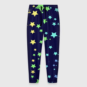 Мужские брюки 3D с принтом Звезды в Курске, 100% полиэстер | манжеты по низу, эластичный пояс регулируется шнурком, по бокам два кармана без застежек, внутренняя часть кармана из мелкой сетки | звезда | звездопад | небо | ночь | разноцветный